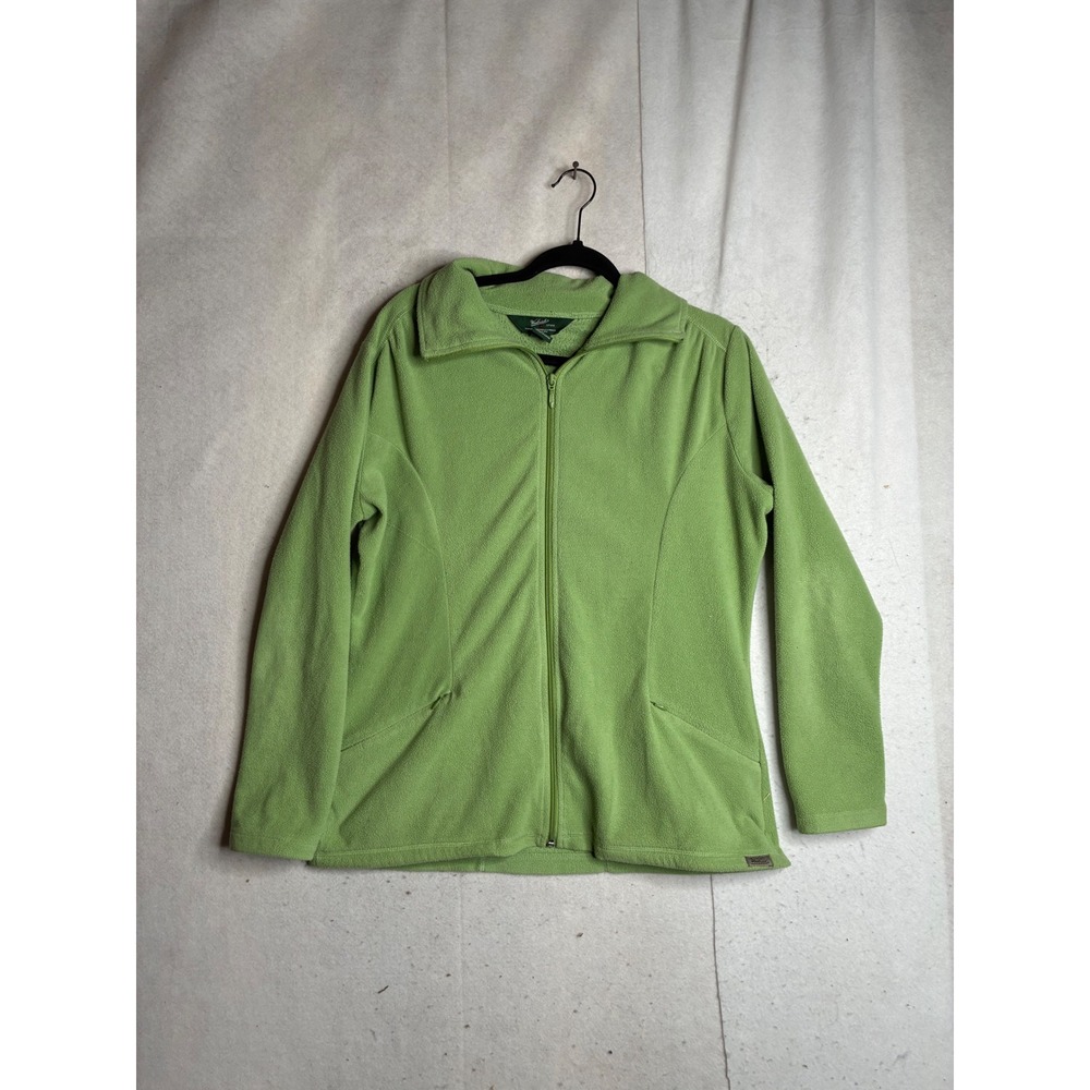 Woolrich Womens Full Zip Fleece Jacket Green Herb Mock Neck 7841 Size L